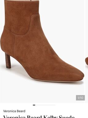 Veronica Beard Kelby Suede Ankle Boot in Chestnut Brown